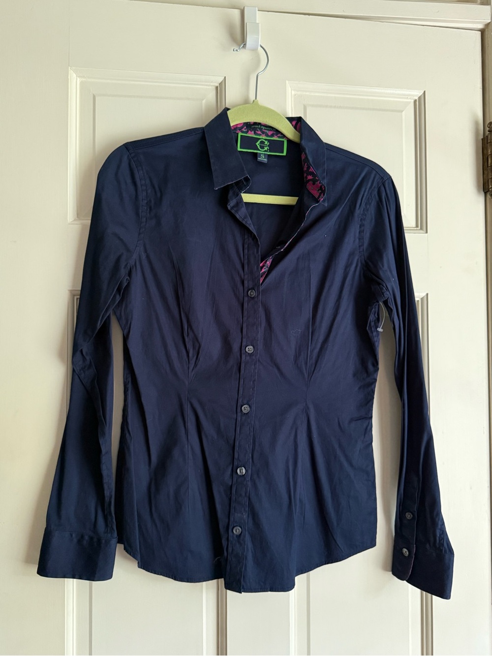 Slim Fit womens Navy Button-Down Shirt size S